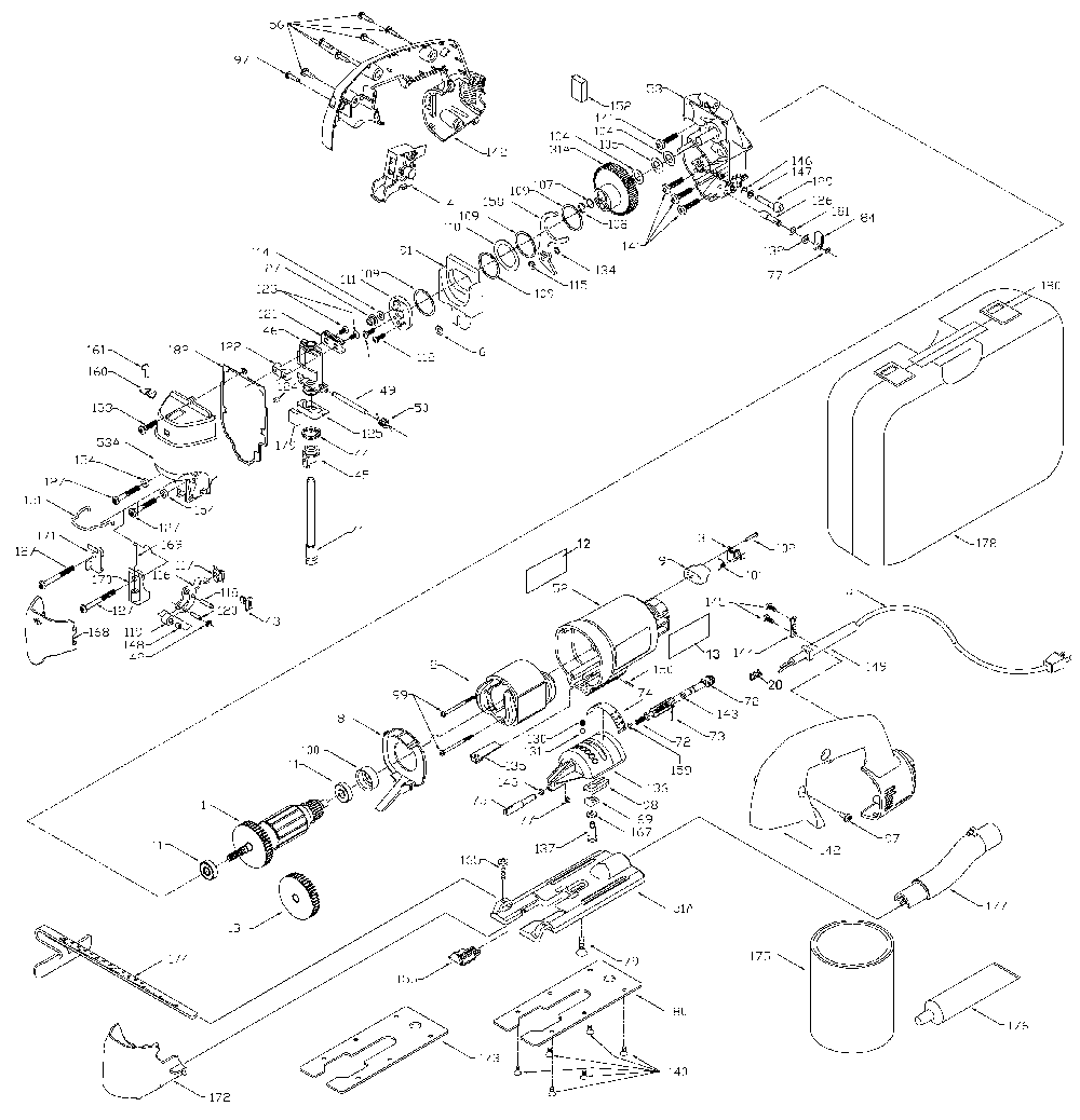 Exploded Diagram A Diagram and Parts List for 9543 Type 1 Porter Cable Jig Saw